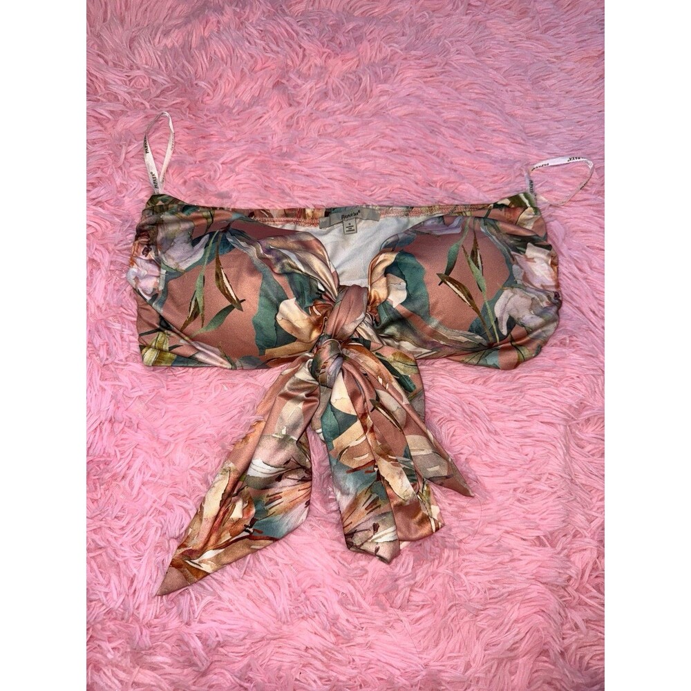 Women’s Floral Tie-Front Crop Top – Size Small